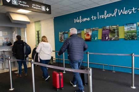Passengers in arrivals hall